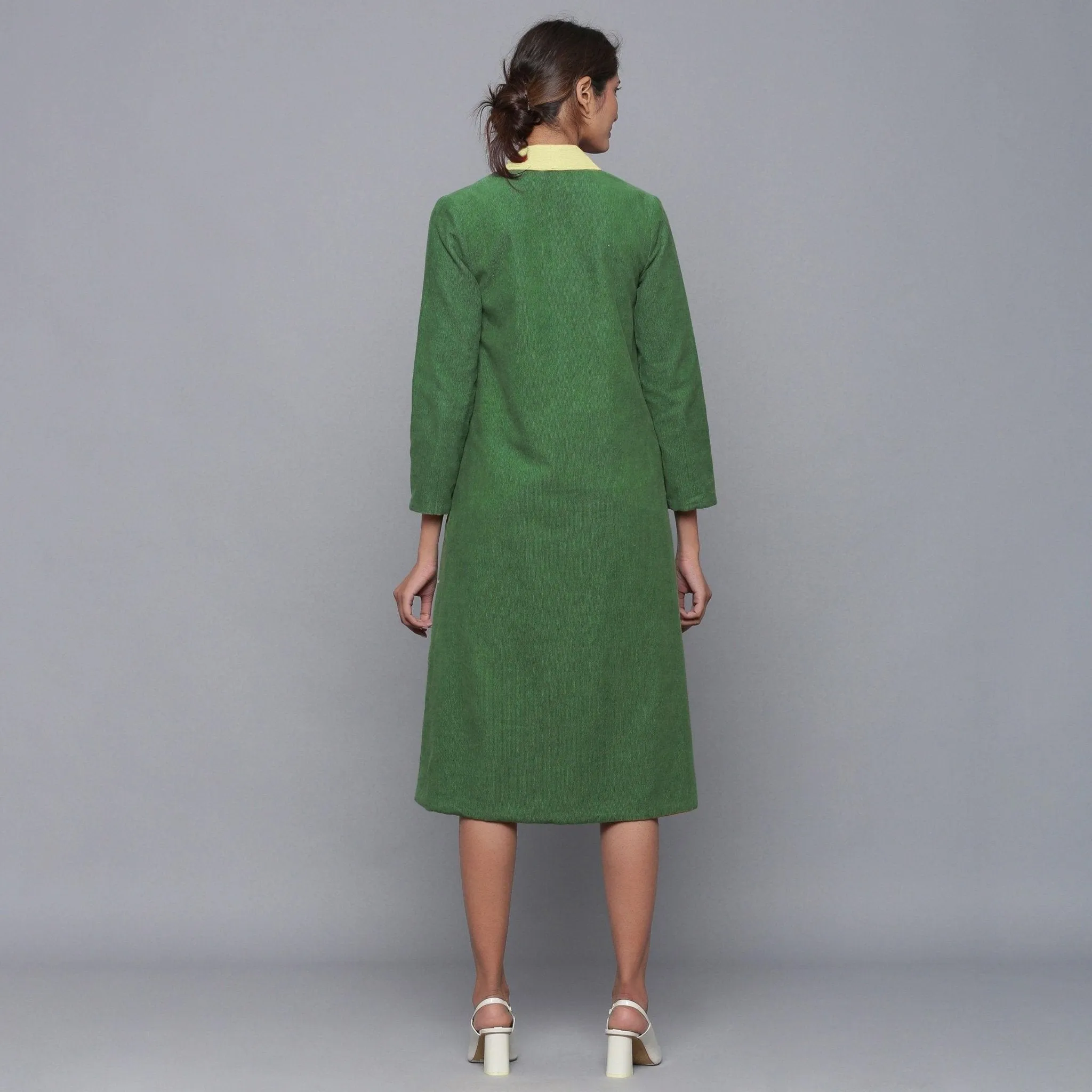 Reversible Warm Cotton Corduroy Convertible Jacket Dress