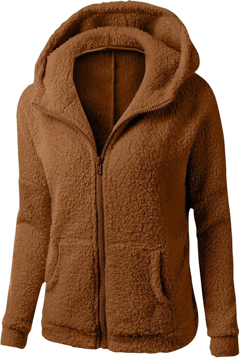 Sherpa Jacket Women Zip Up Hoodies Lightweight Fleece Lined Fall Winter Coats Comfy Warm Sherpa Jackets with Pocket