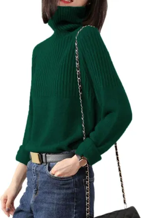 Sweaters Womens Loose Jumpers Merino Wool Knit Split Thick Turtleneck Pullover Long Sleeve Winter Tops