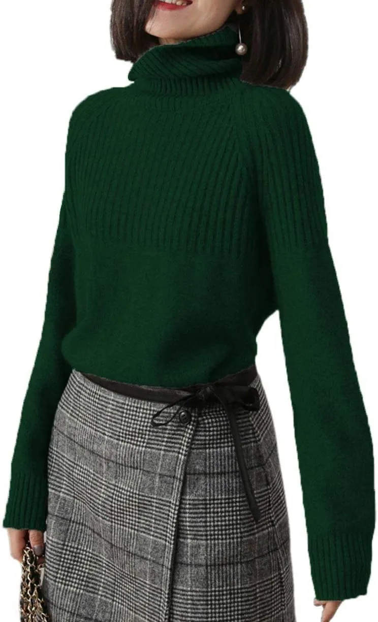 Sweaters Womens Loose Jumpers Merino Wool Knit Split Thick Turtleneck Pullover Long Sleeve Winter Tops