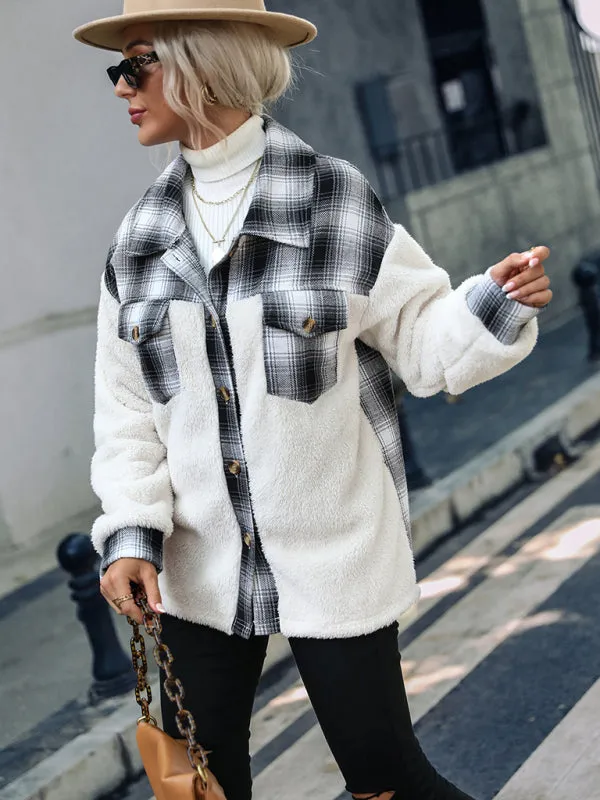 Teddy Bear Plaid Fluffy Fleece Jacket