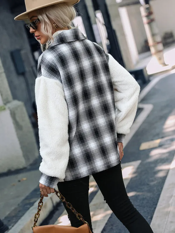 Teddy Bear Plaid Fluffy Fleece Jacket