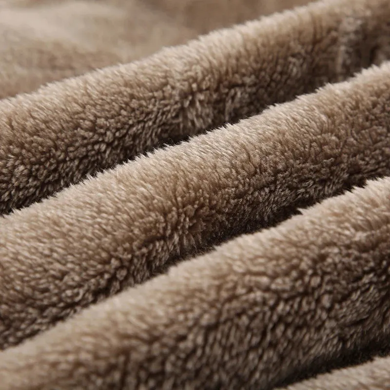 Vintage Brown Fluffy Faux Fur Zip-Up Coat