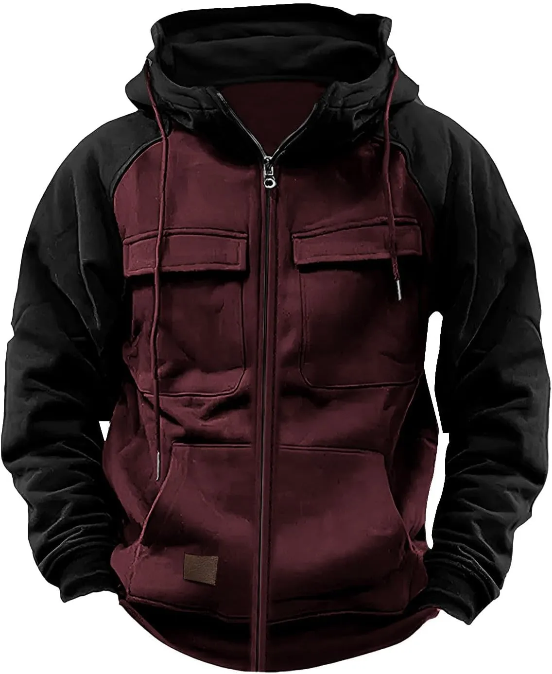 Vintage Hoodies For Men Military Workout Casual Cargo Pullover Coat Full Zip Hooded Outfit Tops Heavy Weight Jacket
