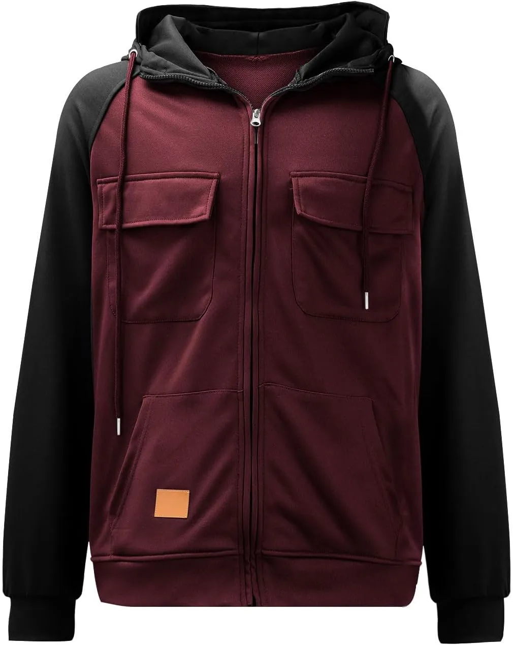 Vintage Hoodies For Men Military Workout Casual Cargo Pullover Coat Full Zip Hooded Outfit Tops Heavy Weight Jacket