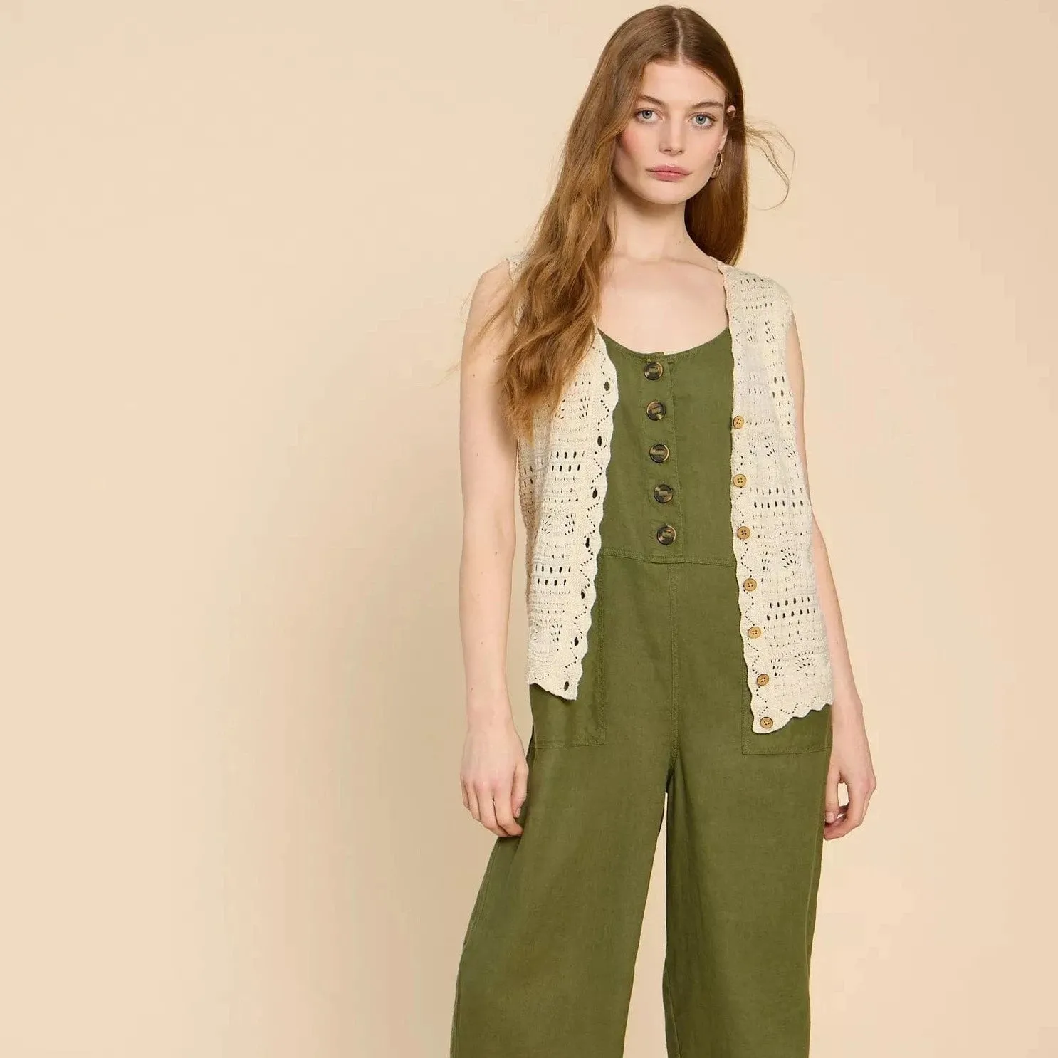 White Stuff Pippa Waistcoat in Natural White