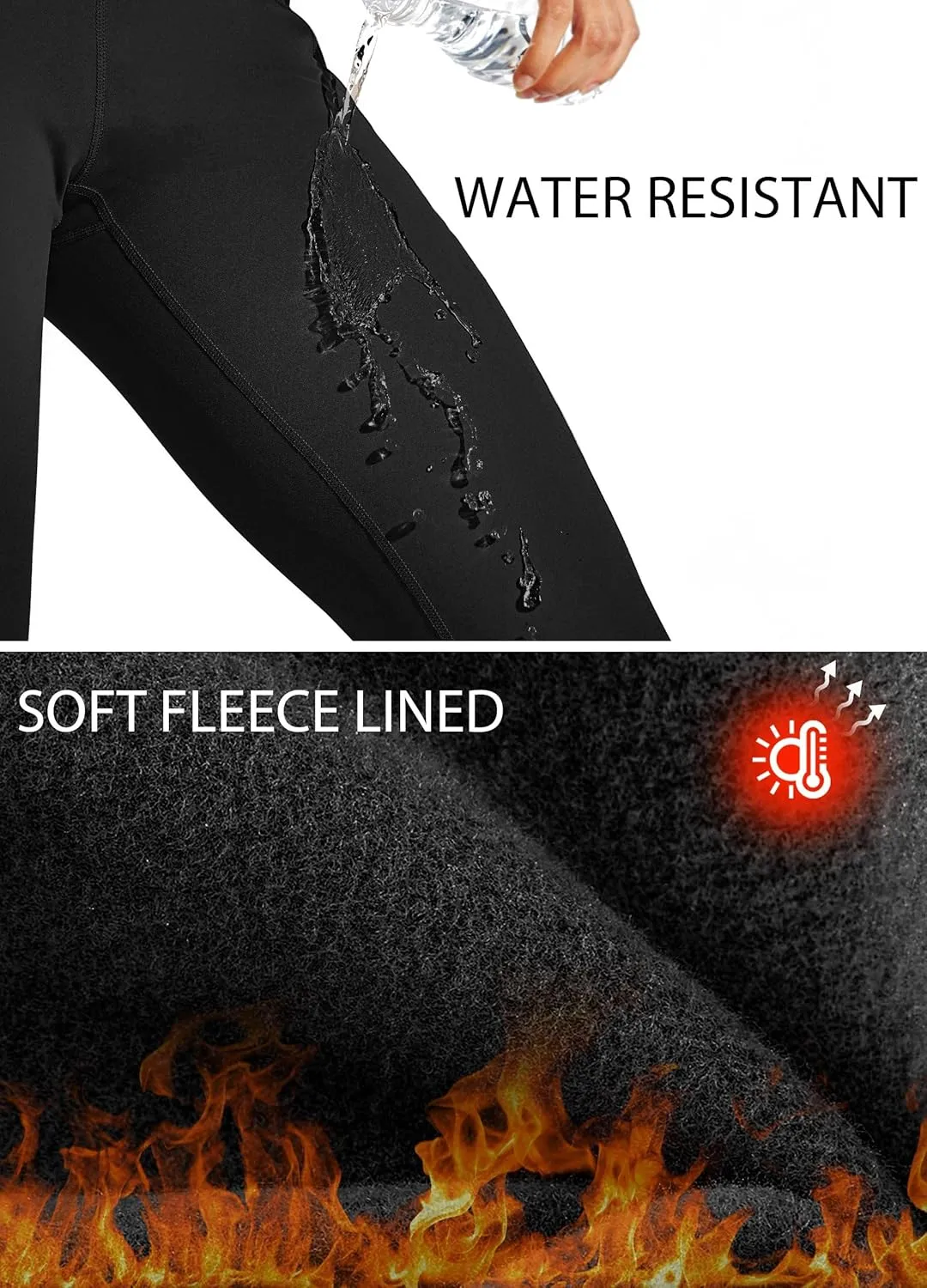 Willit Women's Fleece Lined Pants Yoga Crossover Leggings Bootcut Thermal Winter Pants Flare Leggings Water Resistant