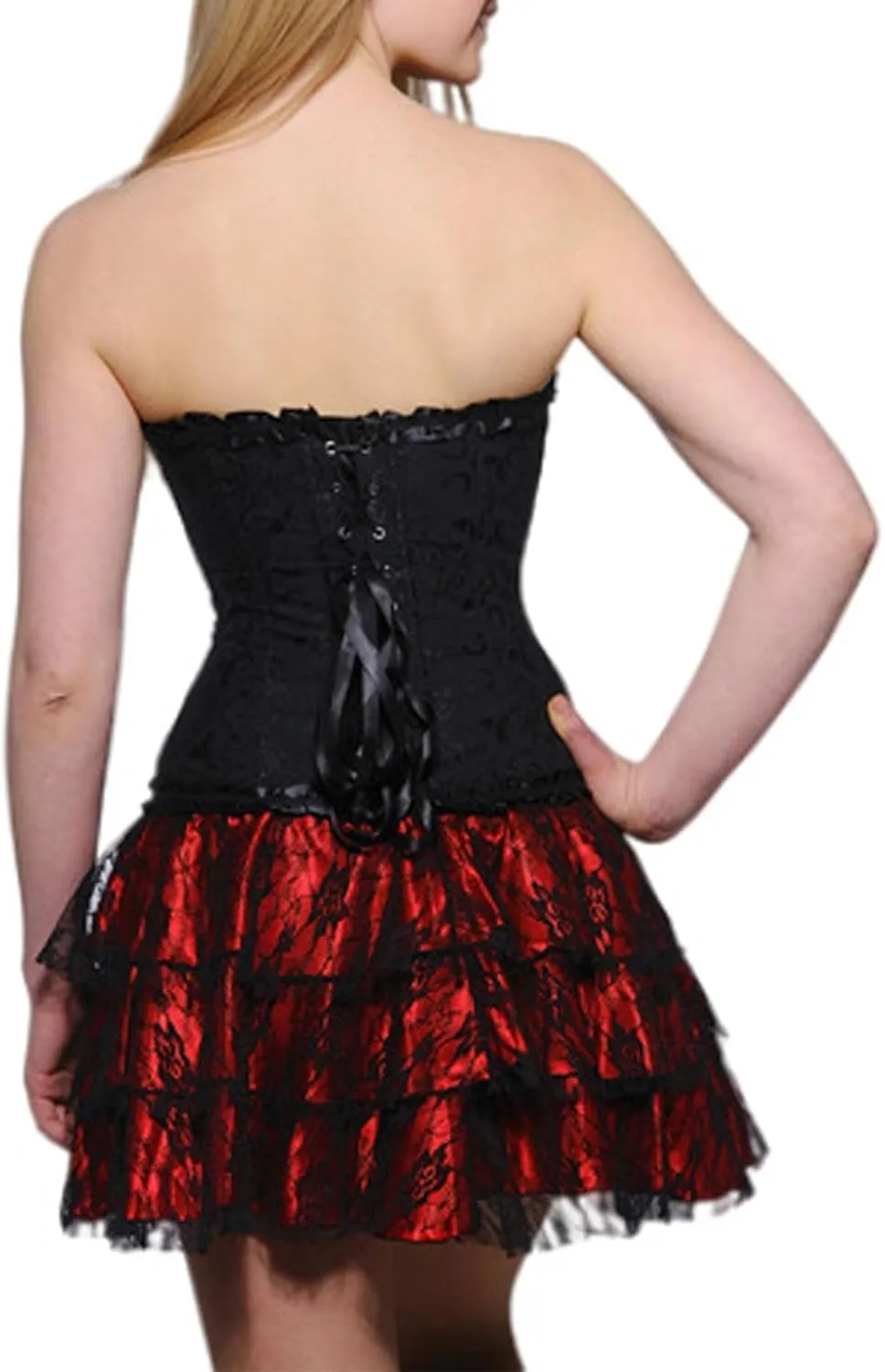 Women Lace Patchwork Mini Pleated Skirts Christmas Lace Up Ruffle Short Skirts Harajuku Goth Skirt Y2k Underskirt