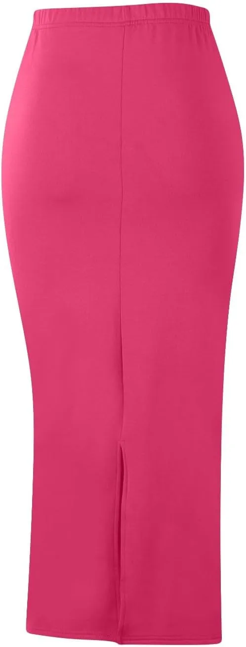 Women's Casual Elastic High Waisted Split Bodycon Long Skirt Trendy Solid Color Sexy Business Wrap Pencil Maxi Skirts