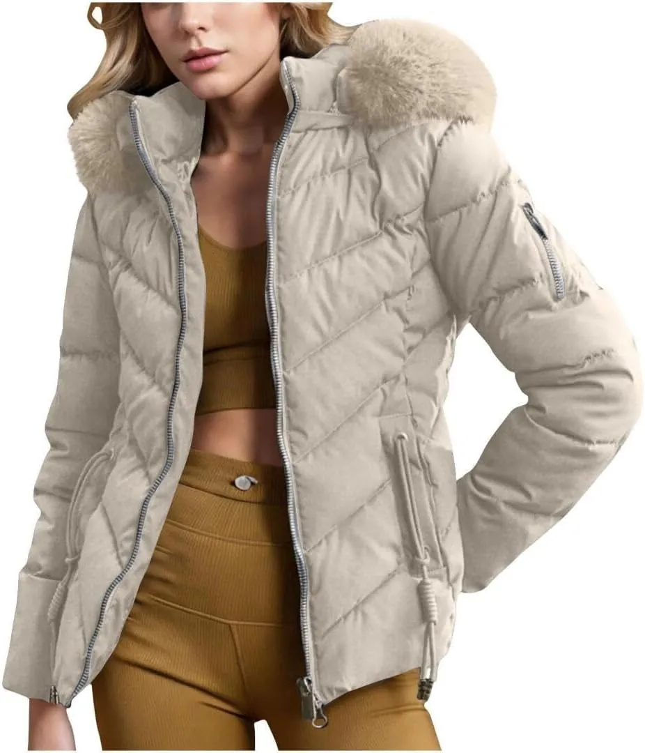 Women's Down Jacket Winter Mid Lenght Down Puffer Coats Ladies Lightweight Jackets Woman Hooded Thick Warm Parka