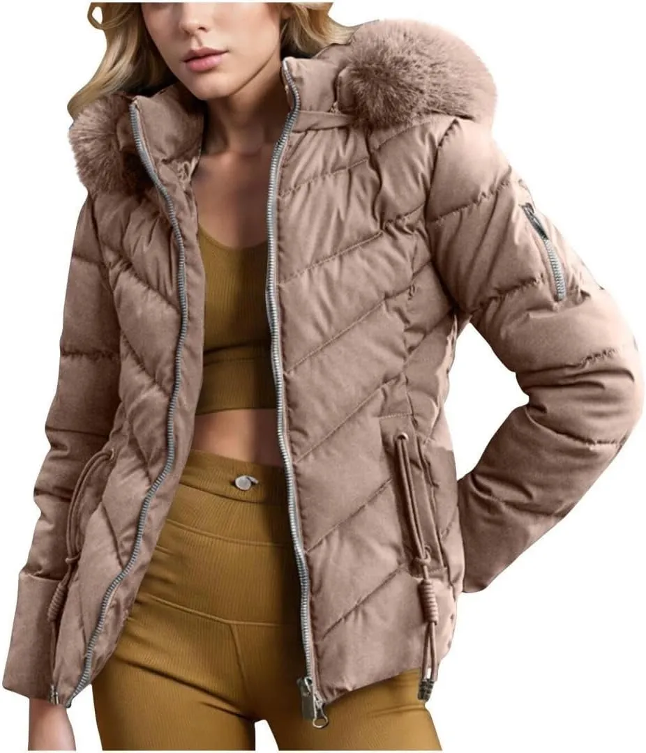 Women's Down Jacket Winter Mid Lenght Down Puffer Coats Ladies Lightweight Jackets Woman Hooded Thick Warm Parka