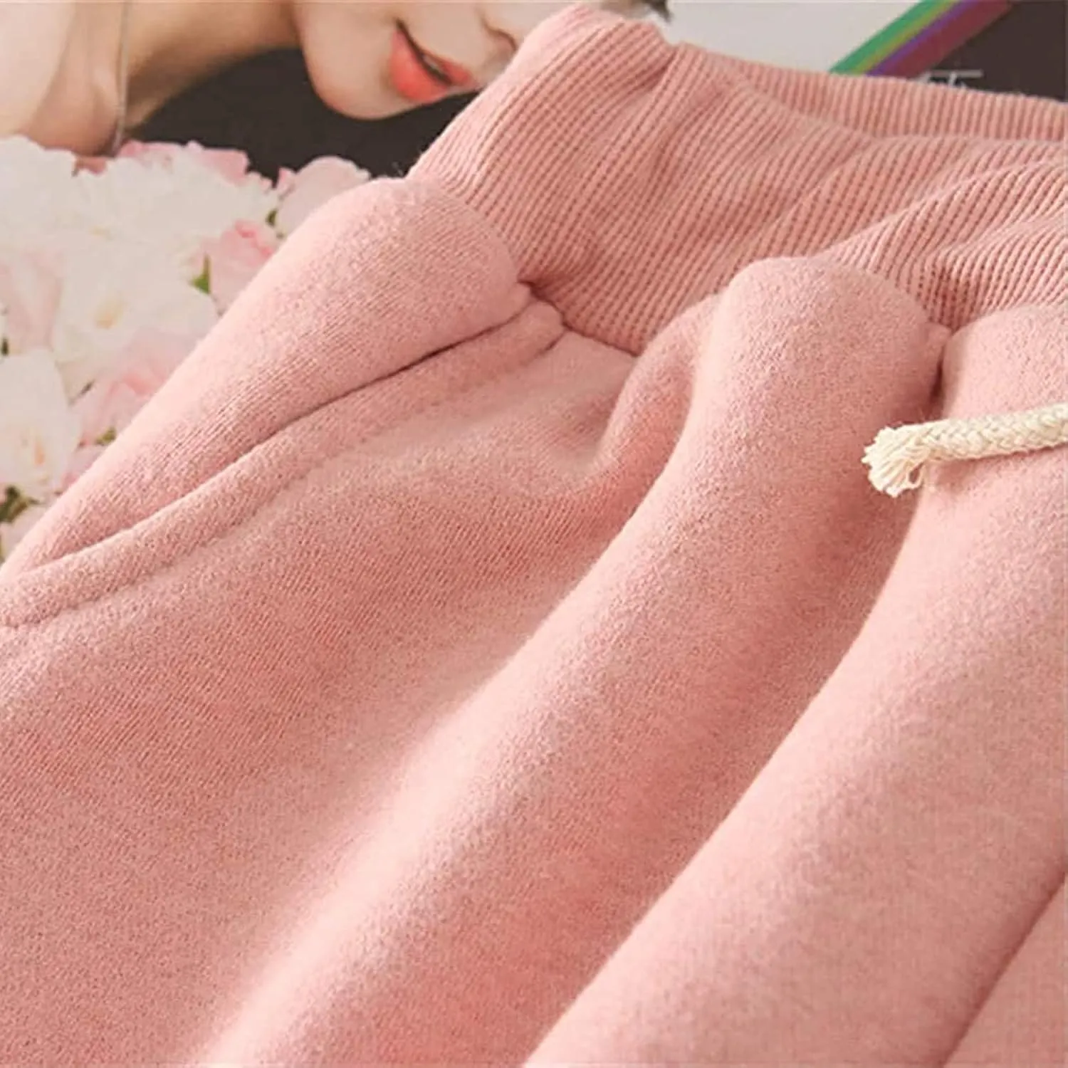 Womens Winter Sherpa Lined Sweatpants Thermal Warm Fleece Joggers Drawstring Athletic Active Lounge Pant with Pocket