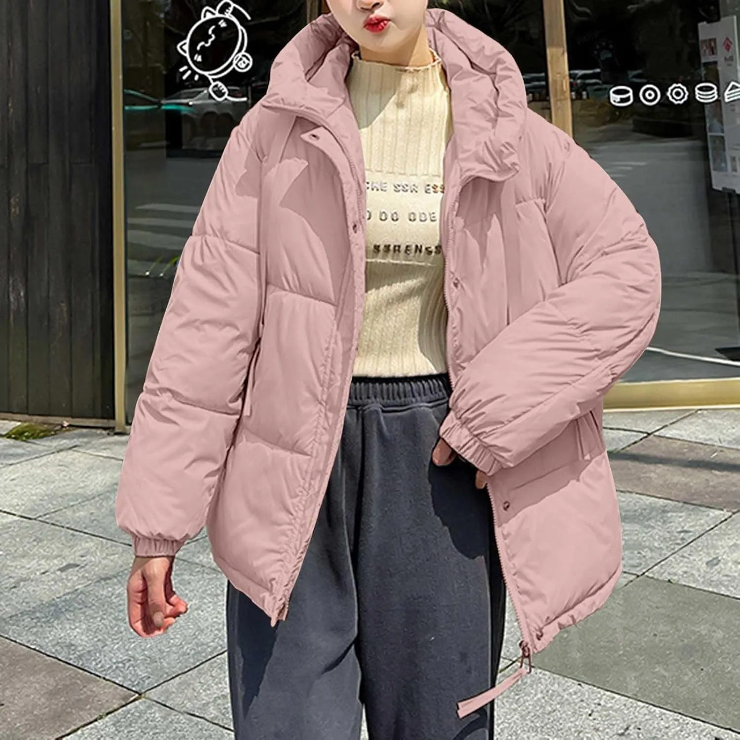 Women's Winter Thickened Padded Warm Down Coat Jacket Quilted Hooded Puffer jacket Oversized 2024 Trendy Parka Outerwear