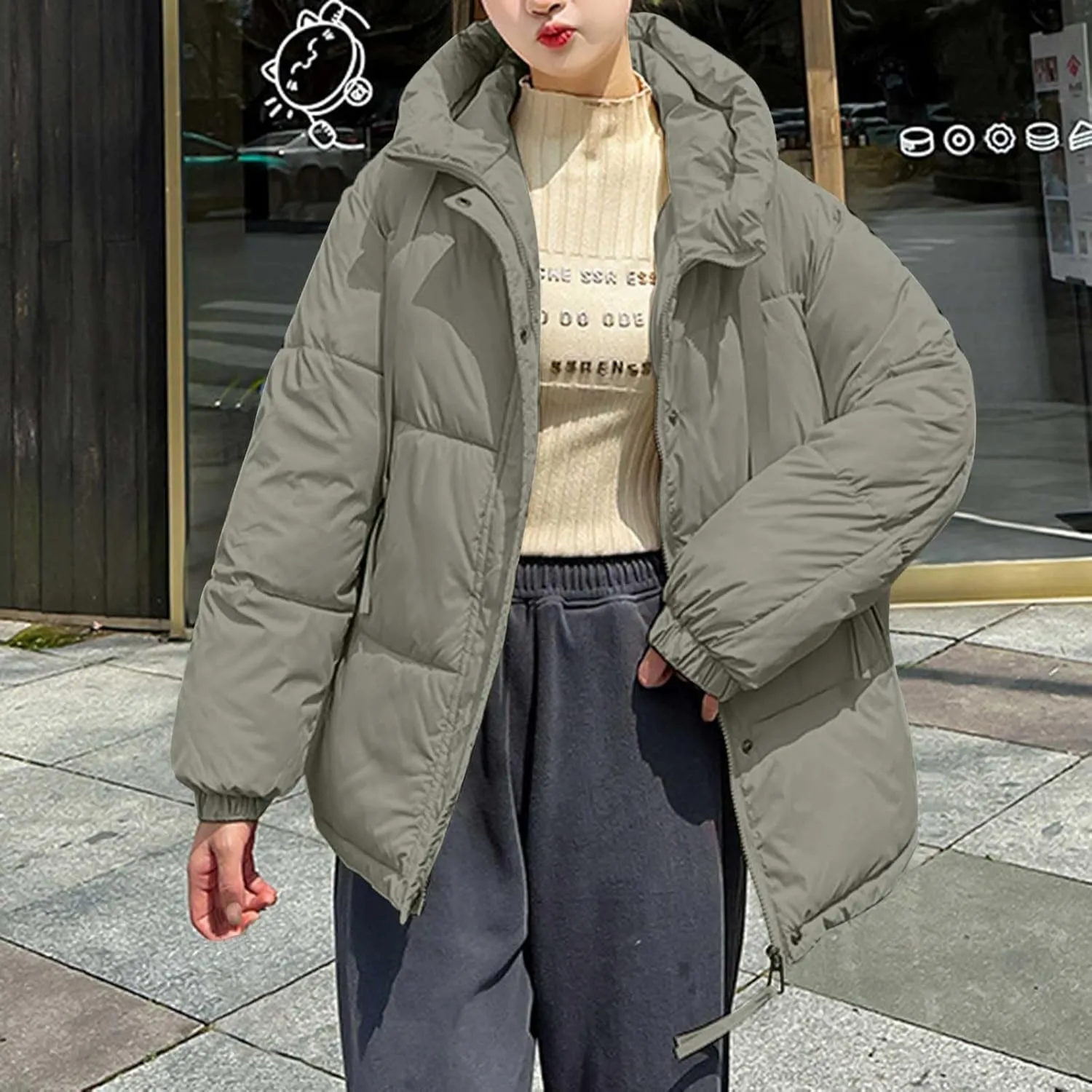 Women's Winter Thickened Padded Warm Down Coat Jacket Quilted Hooded Puffer jacket Oversized 2024 Trendy Parka Outerwear