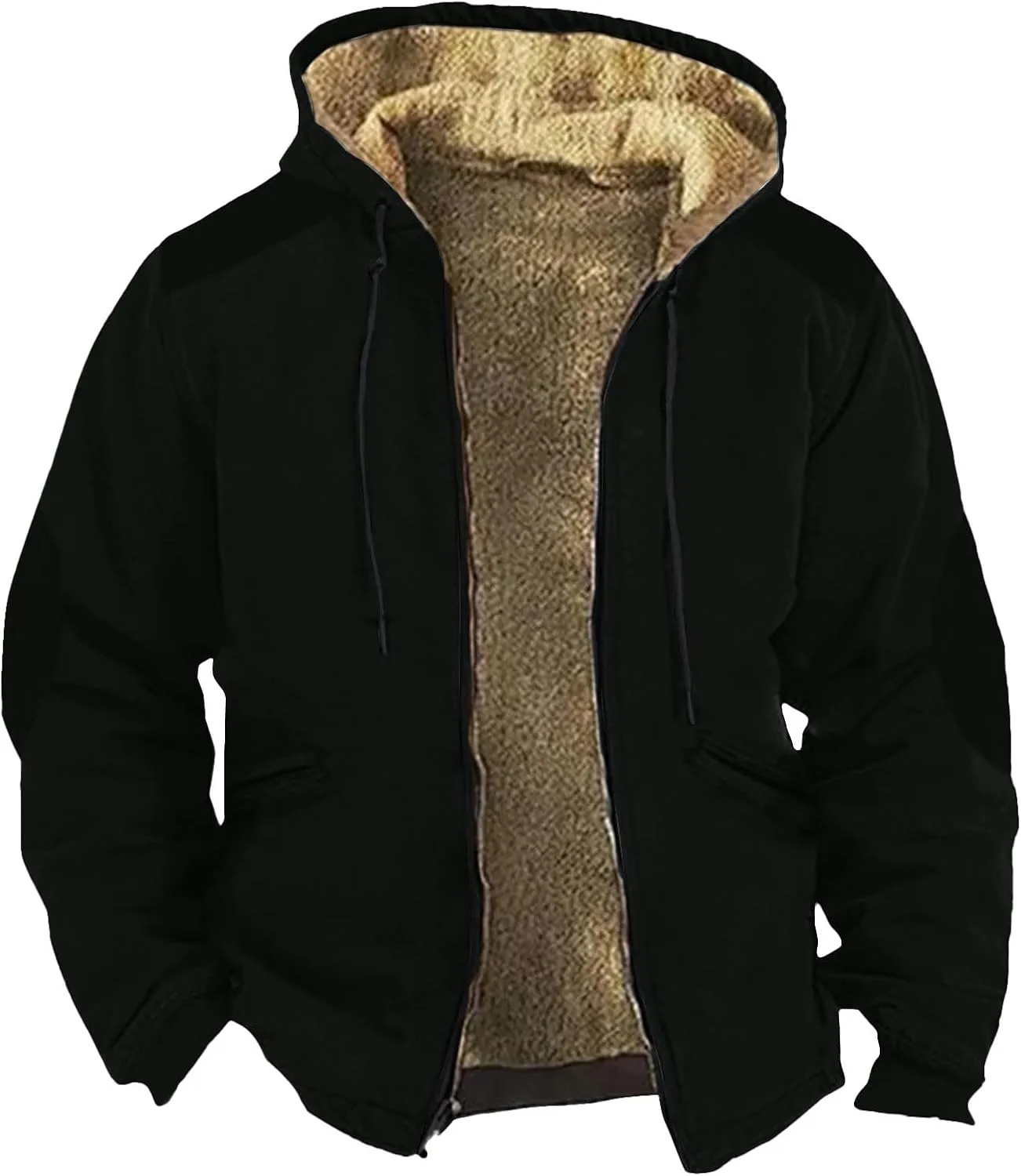 Yesunpxs Winter Jackets for Men Heavyweight Sweatshirt Jacket Zip Up Sweatshirt Fleece Sherpa Lined Hoodie Coat with Pockets